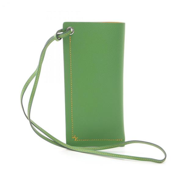 HERMES Green Leather Pouch - Picture 1 of 9